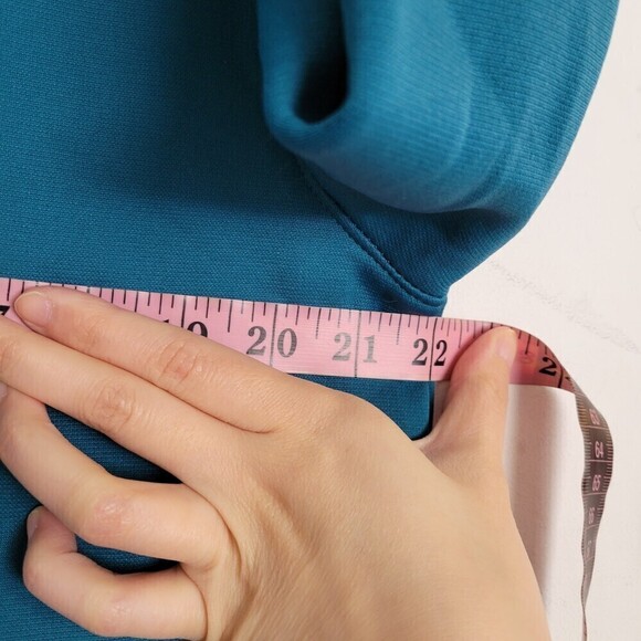 Under Armour Semi Fitted Hoodie Teal Long Sleeve Pullover Sweatshirt Size Large - Picture 9 of 12